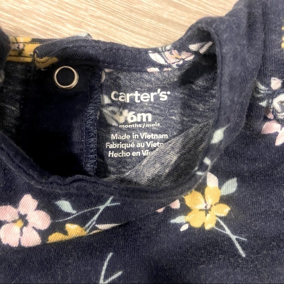 Carter’s baby girl navy floral cotton long sleeved dress 6M EUC - Picture 2 of 4